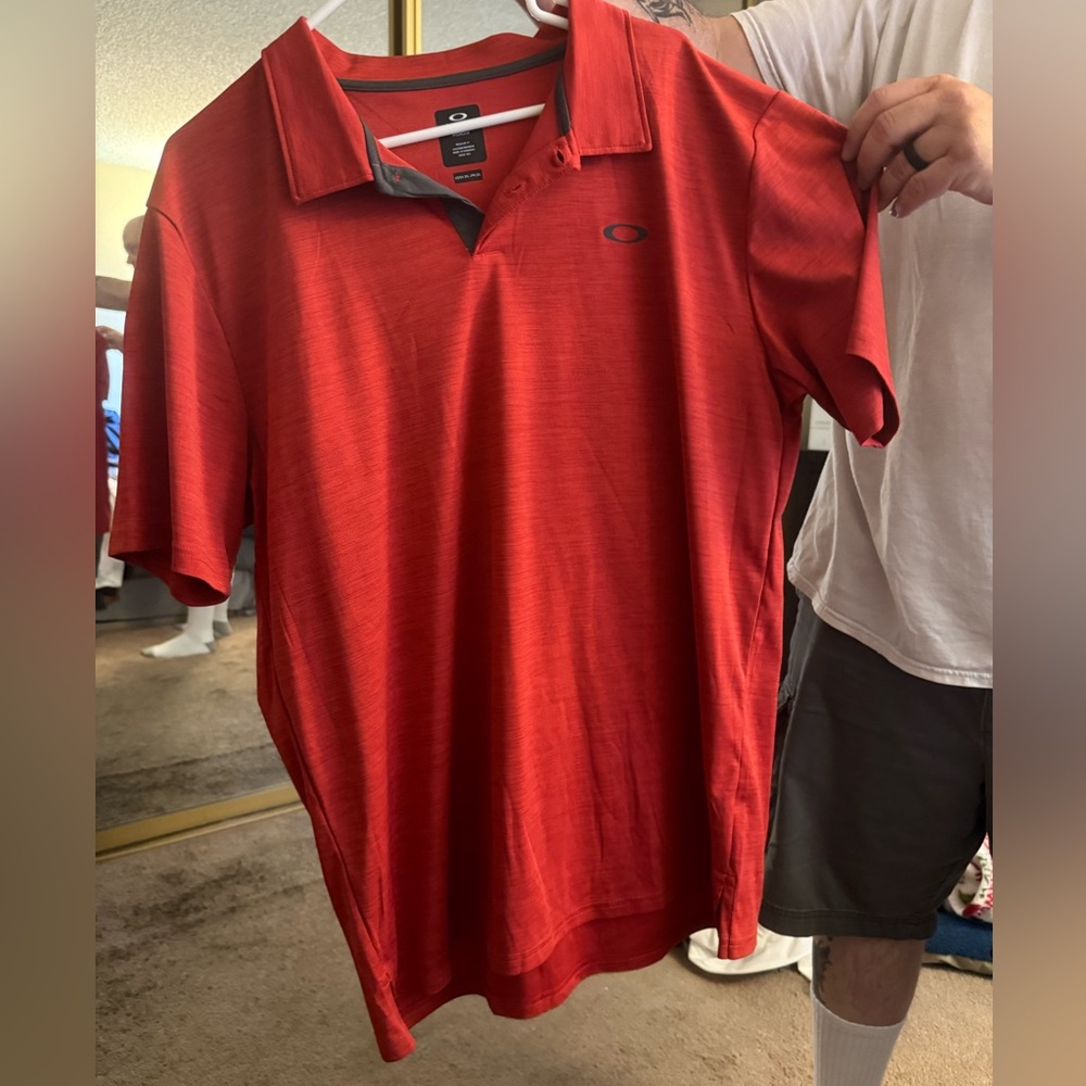 Oakley Red Polo Shirt Vibrant Casual Knit